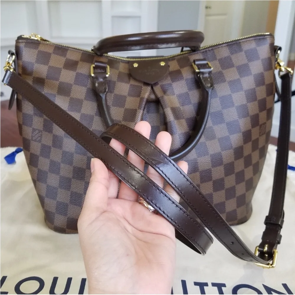 💕Authentic LV Siena MM Satchel Damien Ebene💕